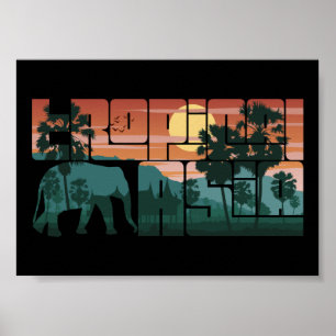 Retro Sunset liggande Asia Thailand - Typografi Poster