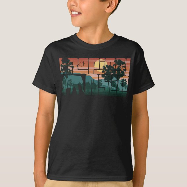 Retro Sunset liggande Asia Thailand - Typografi T Shirt (Framsida)