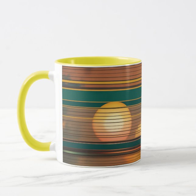 Retro Sunset Lines Aesthetic Combo Coffee Mug Mugg (Vänster)