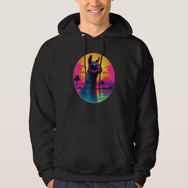 Retro Sunset Llama Hoodie (Framsida)