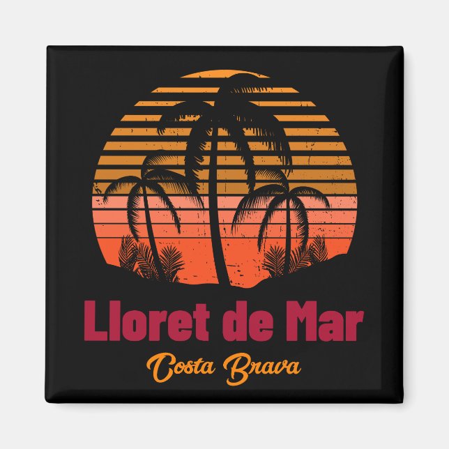 Retro Sunset Lloret de Mar Spain Vacation Magnet (Framsidan)
