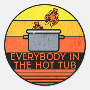 Retro Sunset Lobster Pot, Hett Tub Runt Klistermärke