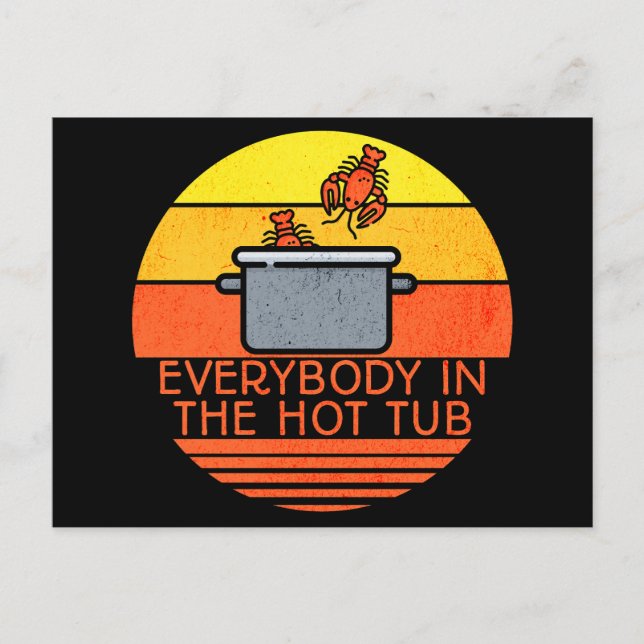 Retro Sunset Lobster Pot, Hett Tub Vykort (Framsida)