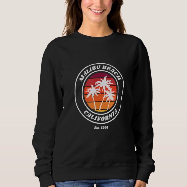 Retro Sunset Malibu California Beach Handflatan Tr T Shirt (Framsida)