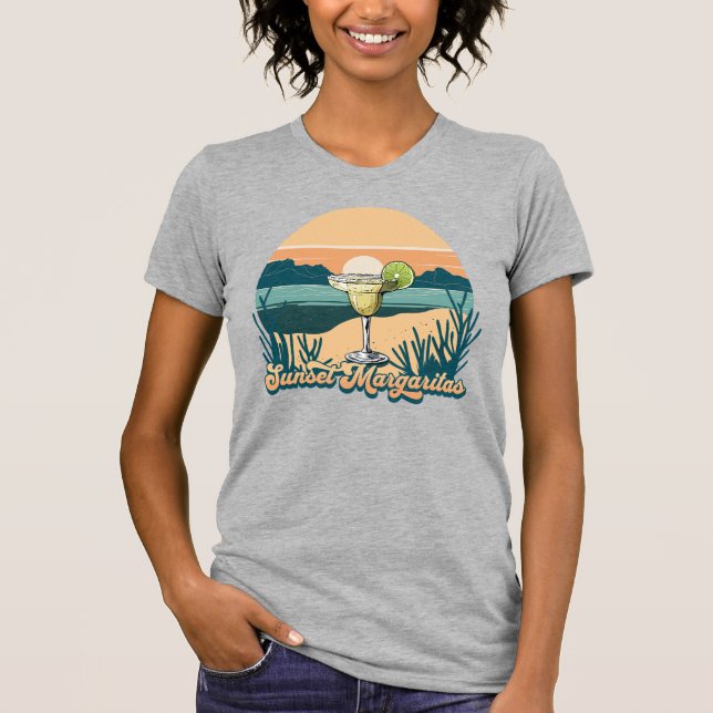 Retro Sunset Margaritas T Shirt (Framsida)