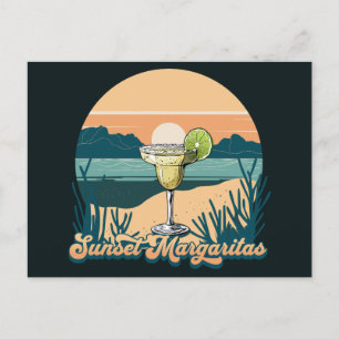 Retro Sunset Margaritas Vykort