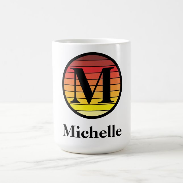 Retro Sunset Monogram-mall Kaffemugg (Center)