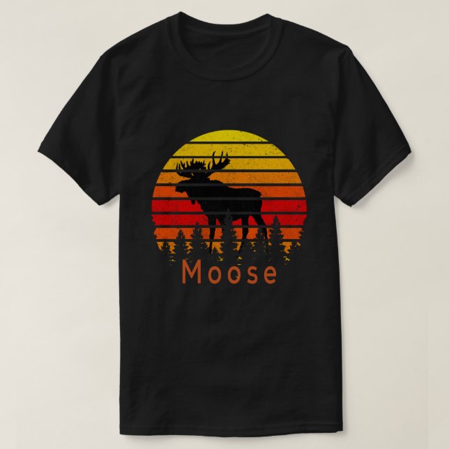 Retro Sunset Moose T Shirt (Design framsida)
