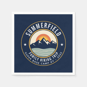 Retro Sunset Mountains Familjen Hiking Resa Papper Pappersservett
