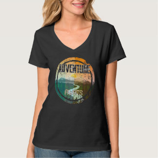 Retro Sunset Natural Sjö Mountain Äventyr Await T Shirt