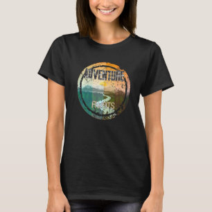 Retro Sunset Natural Sjö Mountain Äventyr Await T Shirt