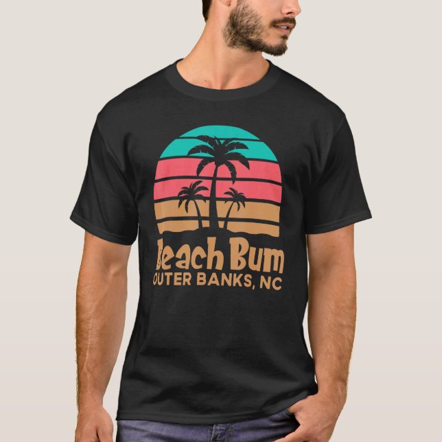 Retro Sunset Obx Beach Bum Outer Banker NordSång T Shirt (Framsida)