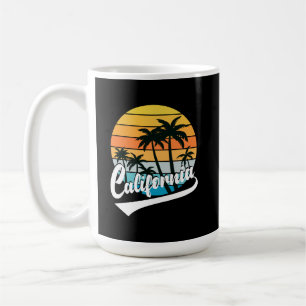 Retro Sunset och Handflatan Träd Kalifornien Mugg