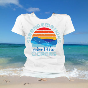 Retro Sunset och Vågar Ocean Say T Shirt