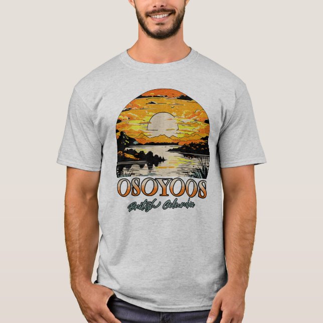 Retro Sunset Osoyoos British Columbia T Shirt (Framsida)