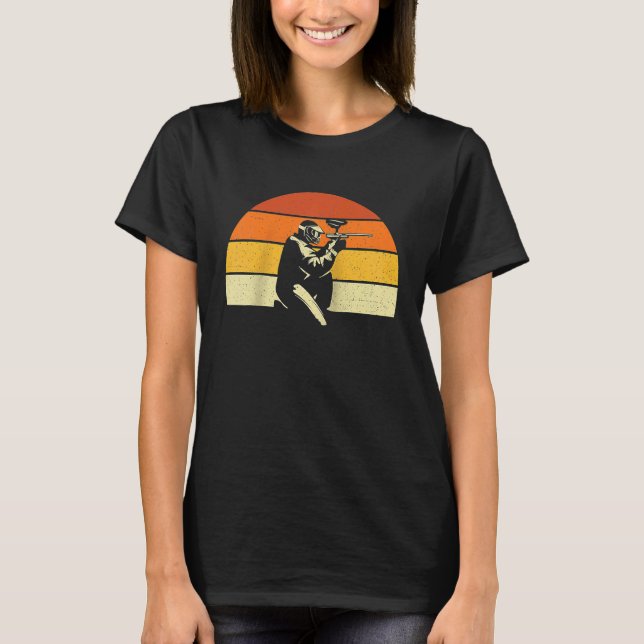 Retro Sunset Paintballer  Paintballing Tactical Sp T Shirt (Framsida)