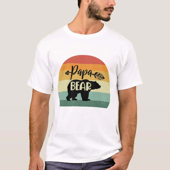 Retro Sunset Pappa Bear T Shirt (Framsida)
