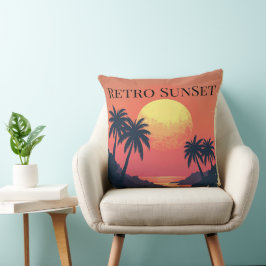 Retro Sunset Paradise - Vintage Tropical Escape Kudde