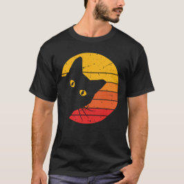 Retro Sunset Peekaboo Cat Manar plit-Shirt T Shirt