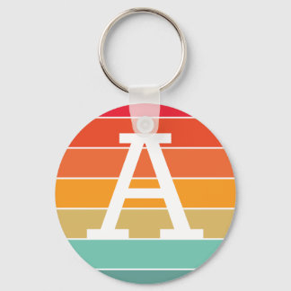 Retro Sunset Personlig Monogram Nyckelring