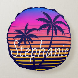 Retro sunset Personlig Rund Kudde