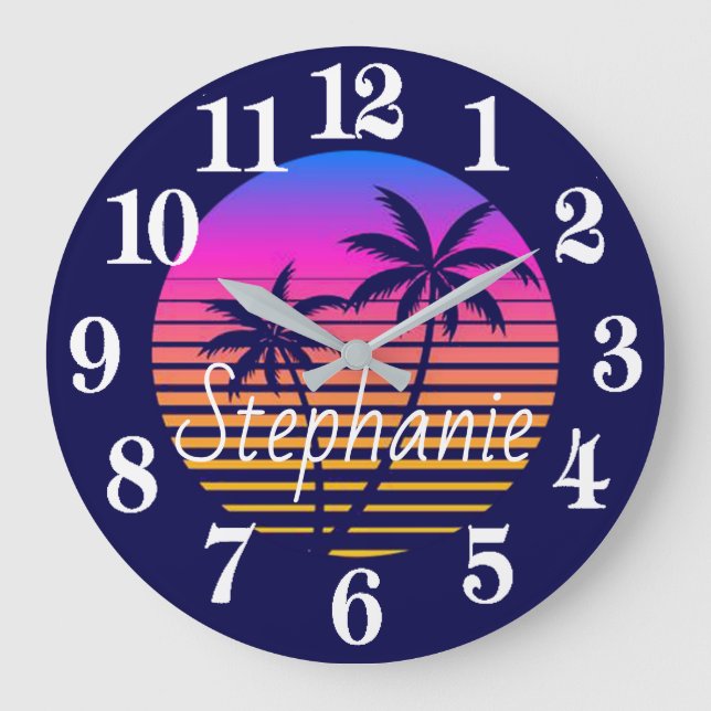 Retro sunset Personlig   Stor Klocka (Framsida)