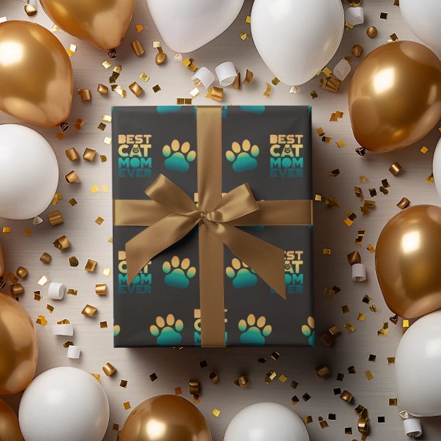 Retro Sunset Photo Mors dag Best Cat Mamma någonsi Presentpapper (Skapare uppladdad)