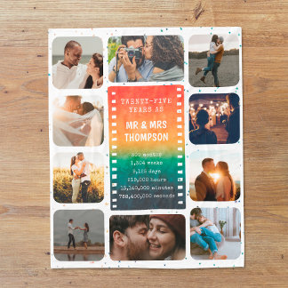 Retro Sunset Photo Mr and Mrs 25th Anniversary Fleecefilt
