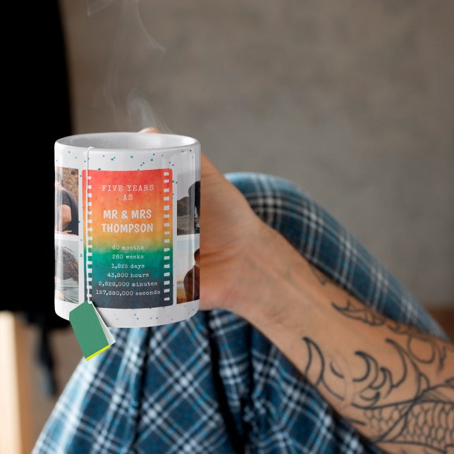 Retro Sunset Photo Mr and Mrs 5th Anniversary Kaffemugg (Skapare uppladdad)