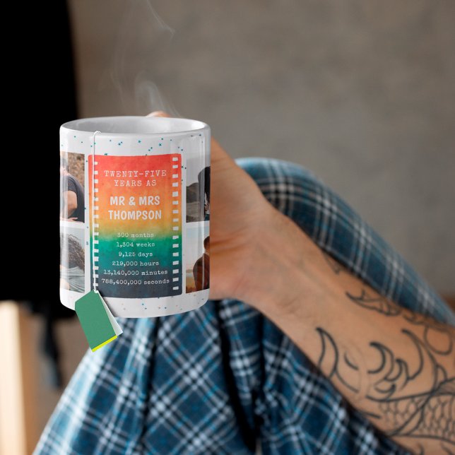 Retro Sunset Photo Mr. och Mrs. 25-årsdagen Kaffemugg (Skapare uppladdad)