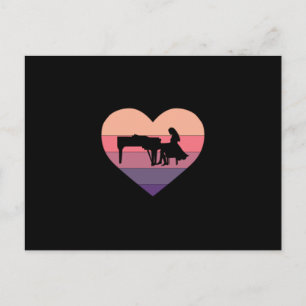 Retro Sunset Piano Piano Grand Piano Vykort