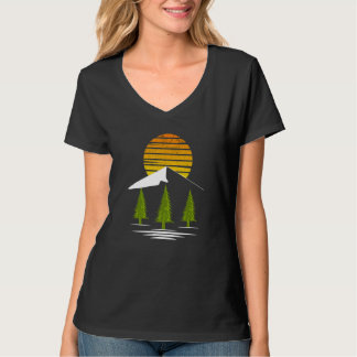 Retro Sunset Pine Trees & Mountain Scene For Men T Shirt