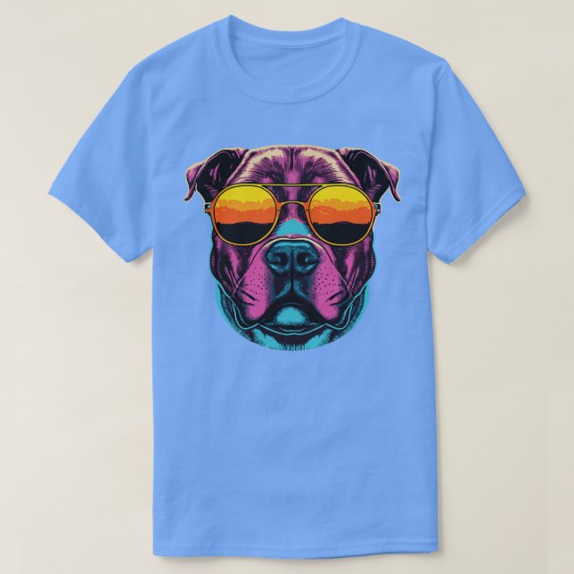 Retro Sunset Pit Bull T Shirt (Design framsida)
