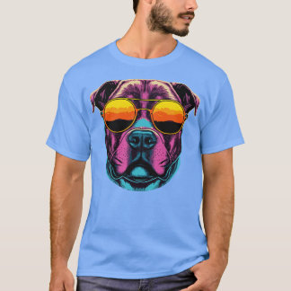 Retro Sunset Pit Bull T Shirt