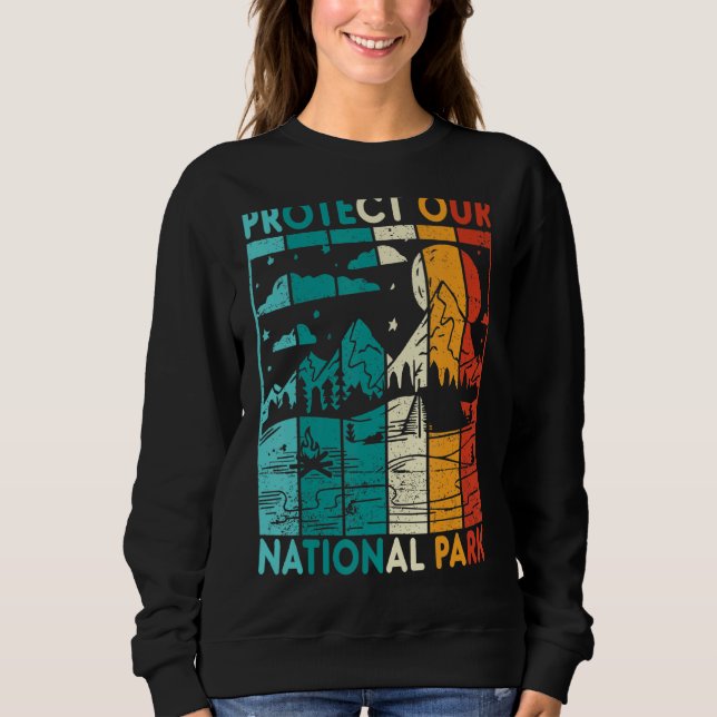 Retro Sunset Protection our National Park Yellowst T Shirt (Framsida)