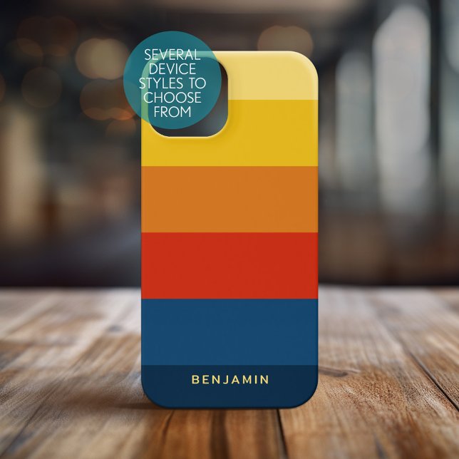 Retro Sunset Rand med enkel Sans Serif Namn (Personalized Phone Case - Pick Your Device Style and Customize the Design)