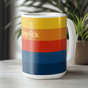 Retro Sunset Rand med enkel Sans Serif Namn Kaffemugg