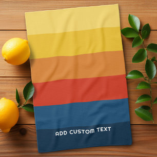 Retro Sunset Rand med enkel Sans Serif Namn Kökshandduk