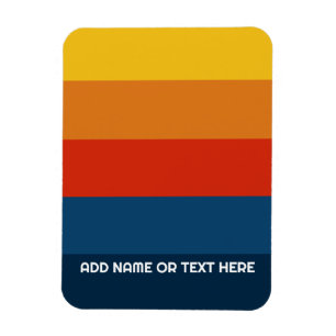 Retro Sunset Rand med enkel Sans Serif Namn Magnet