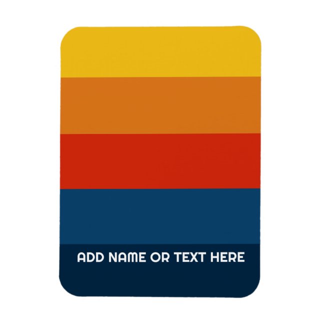 Retro Sunset Rand med enkel Sans Serif Namn Magnet (Vertikal)