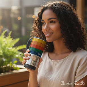 Retro Sunset Rand med enkelt utrymme fet Namn Resemugg
