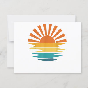 Retro Sunset Rays Vågigt Vintage Retro Sunshine So Vykort