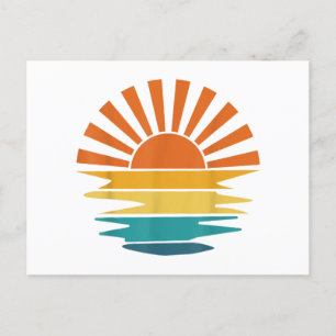 Retro Sunset Rays Vågigt Vintage Retro Sunshine So Vykort