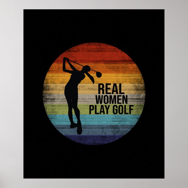 Retro Sunset Real Women Play Golf Poster (Framsidan)