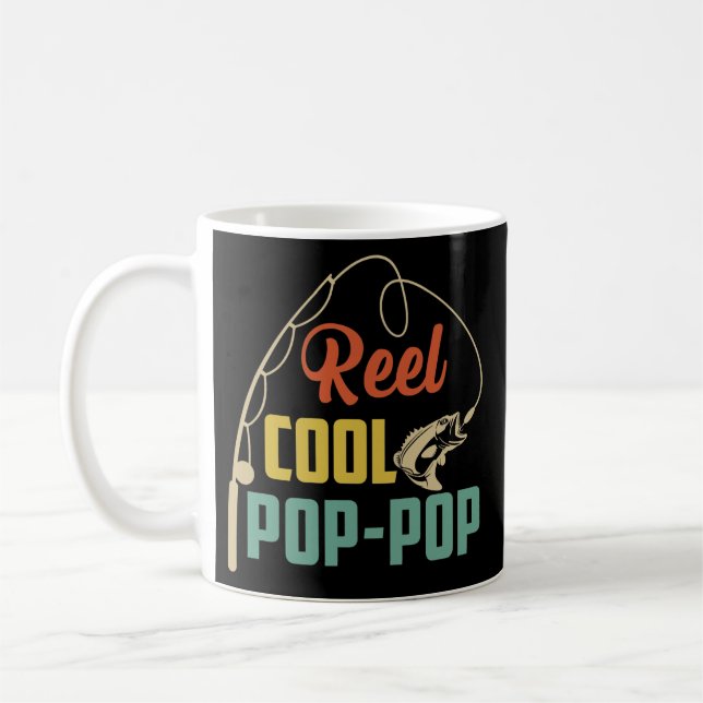 Retro Sunset Reel Cool Pop Pop Fishing Pop Pop Kaffemugg (Vänster)