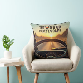 Retro Sunset Road Resa - Road är My Escape Kudde