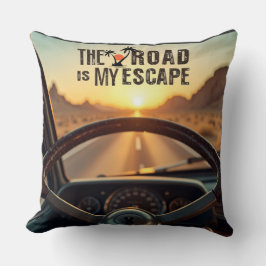 Retro Sunset Road Resa - Road är My Escape Kudde