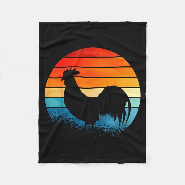Retro Sunset Rooster Chicken Lover  Fleecefilt (Framsidan)