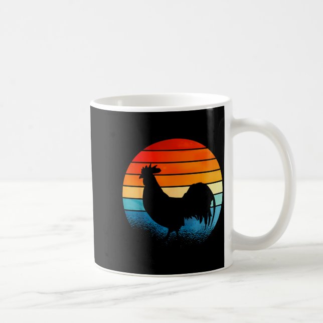 Retro Sunset Rooster Chicken Lover  Kaffemugg (Höger)