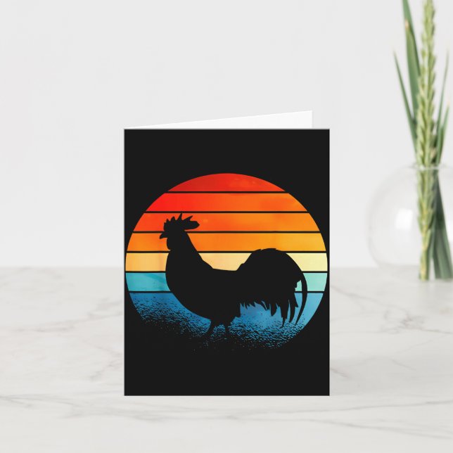 Retro Sunset Rooster Chicken Lover  Kort (Framsida)